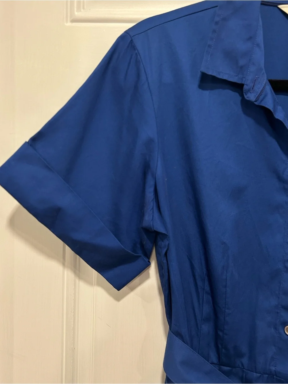 Brooks Brothers Signature A-Line Cotton Sateen Shirt Dress Belted Blue Sz 8